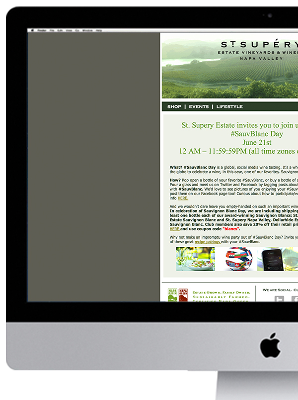 eBlast templates created for St. Supery winery.